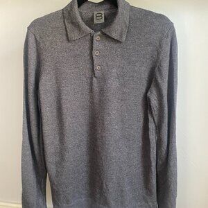 8 by YOOX MERINO WOOL POLO CREWNECK LONG SLEEVE GREY SWEATER SIZE M